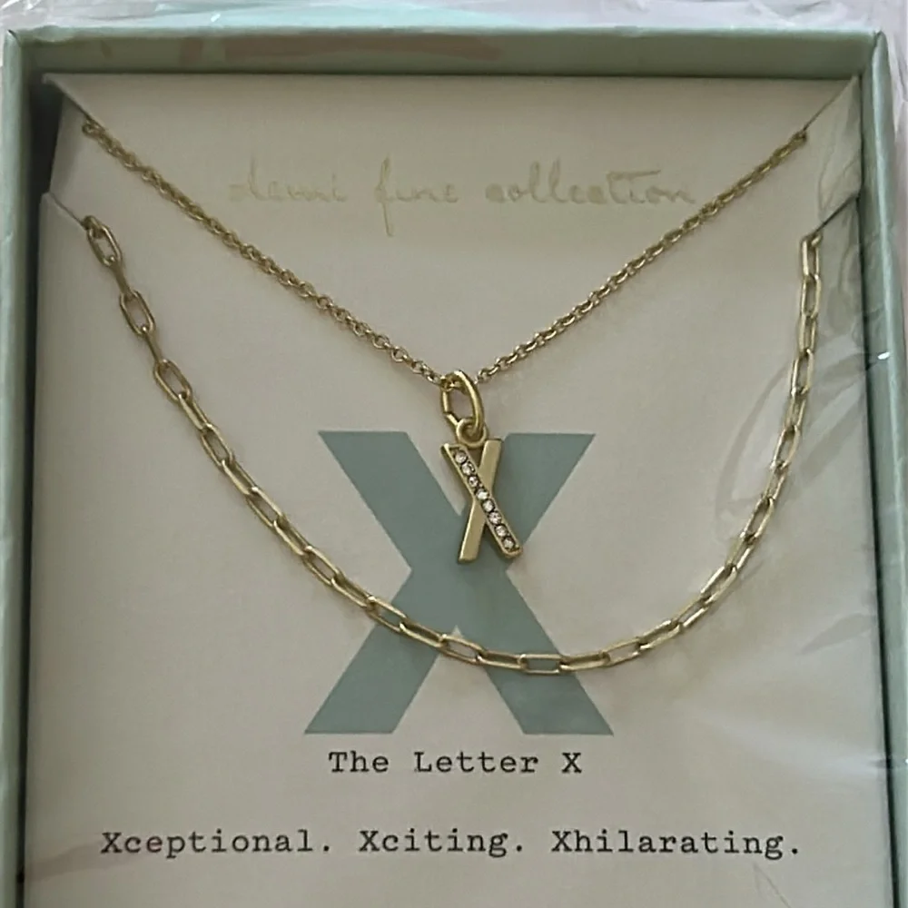 A New Day Women's Necklace 14k Gold Plated Monogram Letter X - NEW IN BOX